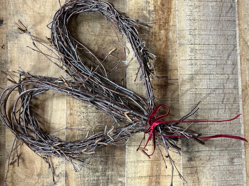 A beautiful handcrafted wreath base made in birch or willow depending on the season