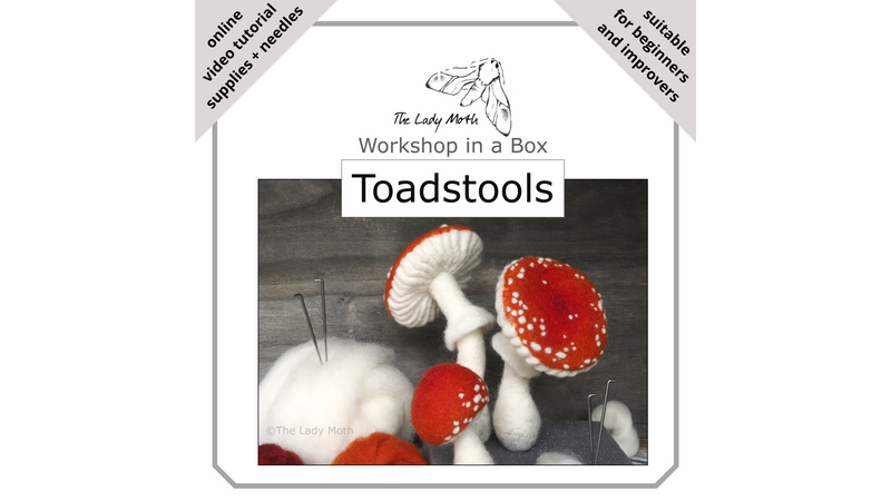 needle felted toadstools - a simple version for beginners and a more intricate version for improvers