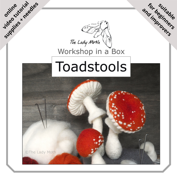 needle felted toadstools - a simple version for beginners and a more intricate version for improvers