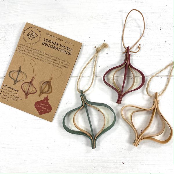 Leather Christmas Bauble Kit instructions & baubles