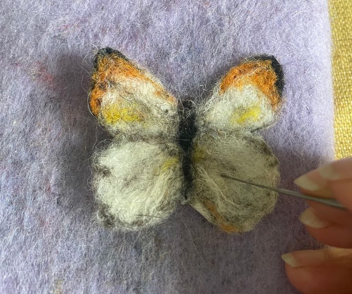 Needle felted Orange Tip butterfly 