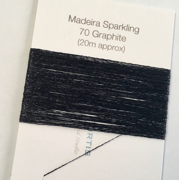 Also features 20m of Beautiful Madeira sparkling graphite thread.
