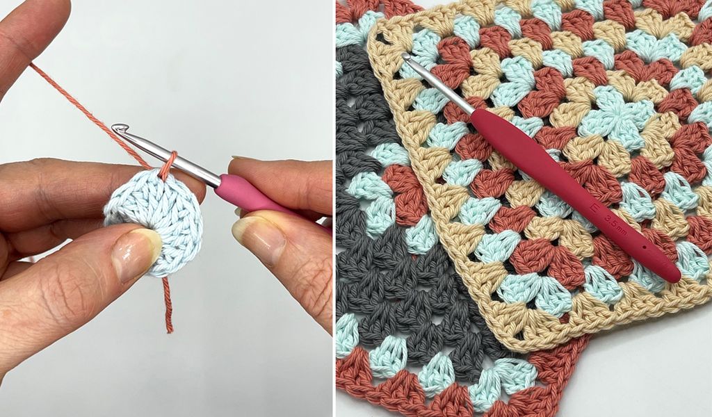 Learning to crochet  with cotton