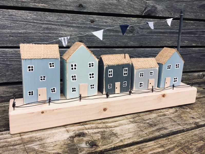 Painted miniature wooden houses