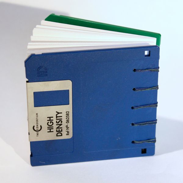 back of floppy disc book