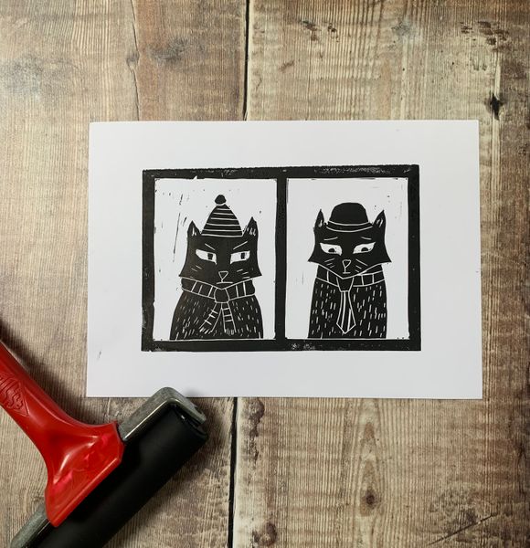 Cats in hats print