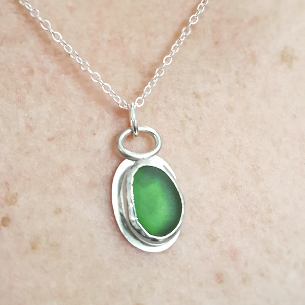 green seaglass pendant
