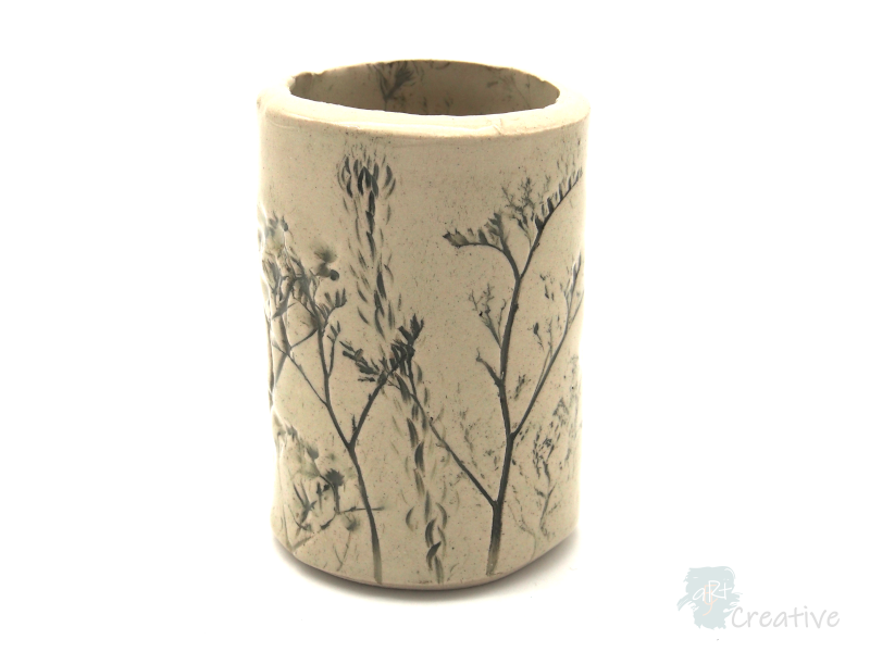 Botanical Wrap Vases with natural wash and no glaze