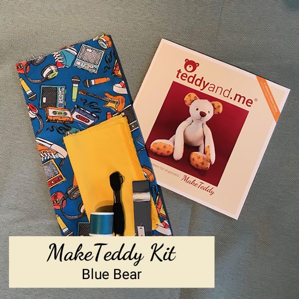 MakeTeddy Sewing Kit - Blue Bear - Contents