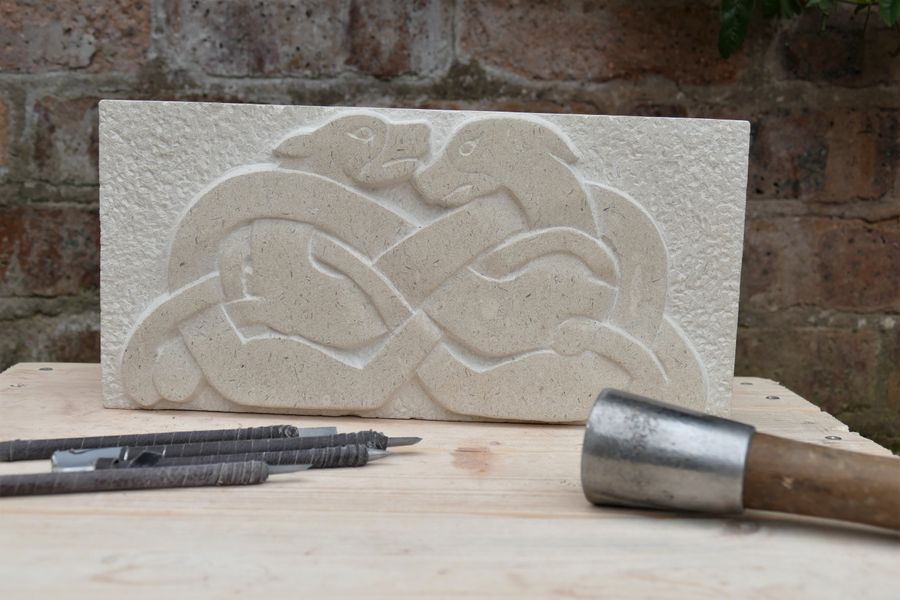celtic knotwork dragons stone carving project