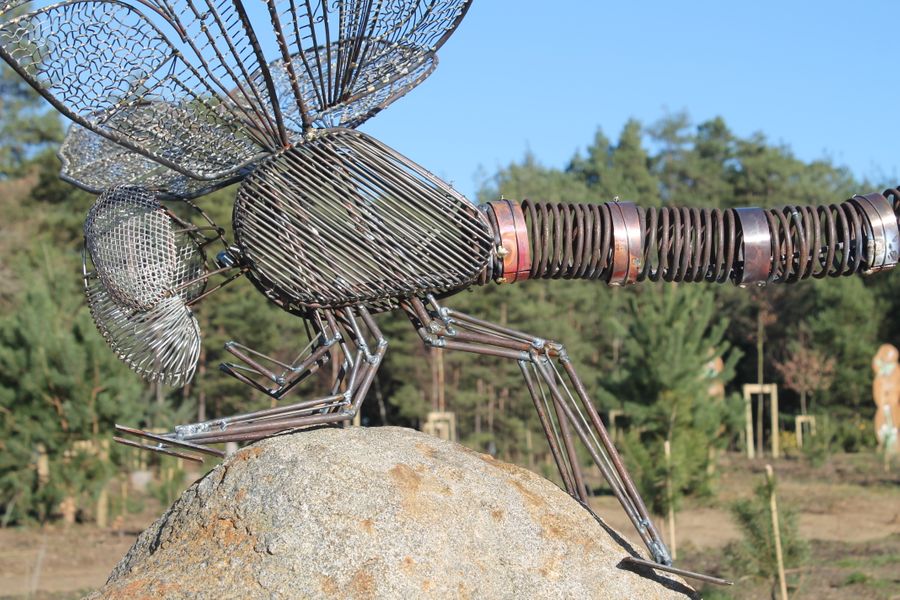 large steel dragon fly welded 
