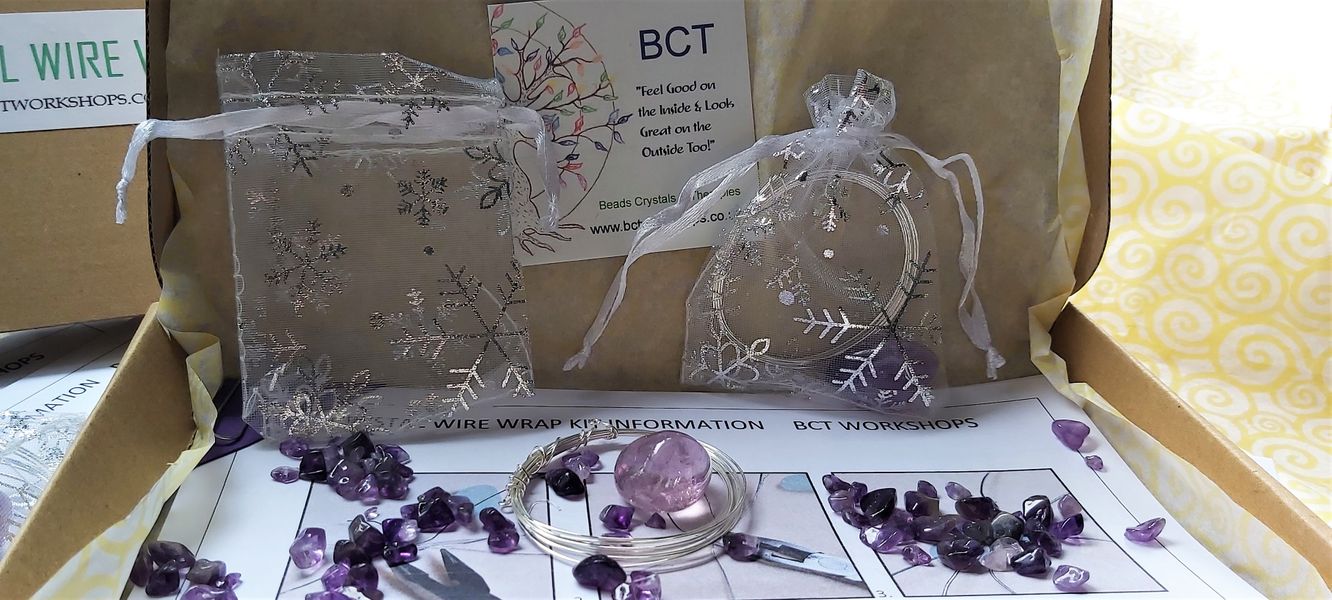 The wire and crystal are wrapped safely in a little gift bag, reusable. The wire wrapped your cut wires is excess wire which would have alternatively possibly ending up on a  tip,  BCT do there best to be eco-friendly in all they do.
