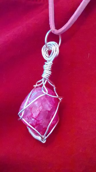 ♥ Pink Quartz Crystal Wire Wrapped in Silver Wire ♥