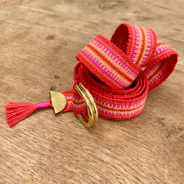 Hand woven belt in 'Flame'.