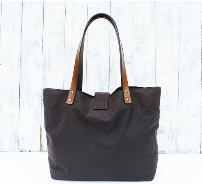 Waxed cotton tote back.