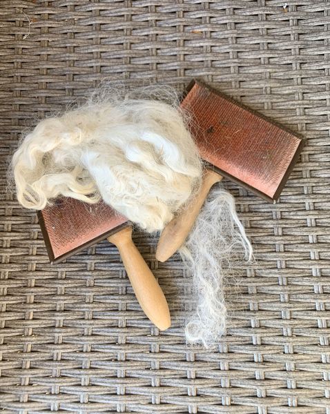 carding combs with wool