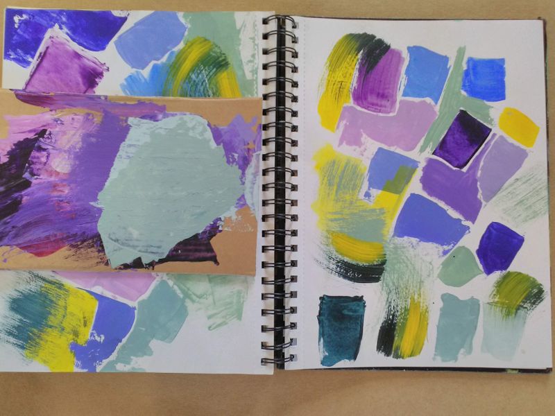 Colour mixing sketchbook page