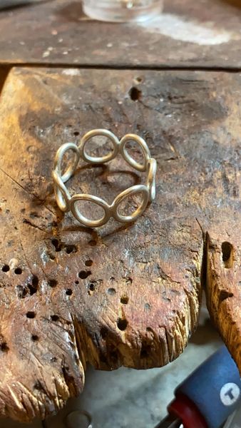 Looped Argentium silver ring 