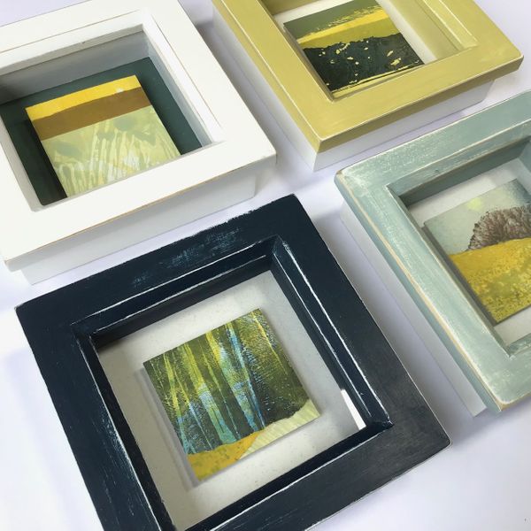 Little Gelli Plate Imagined Landscapes look lovely in box frames. 