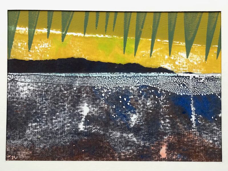 Gelli Plate printed Imagoined Landscape. 'Island Dreaming.'