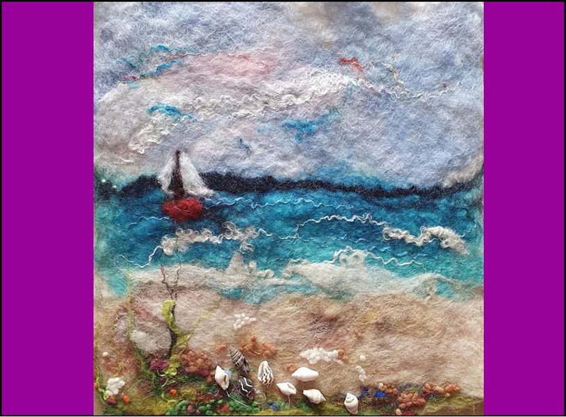 Wet felted seascape