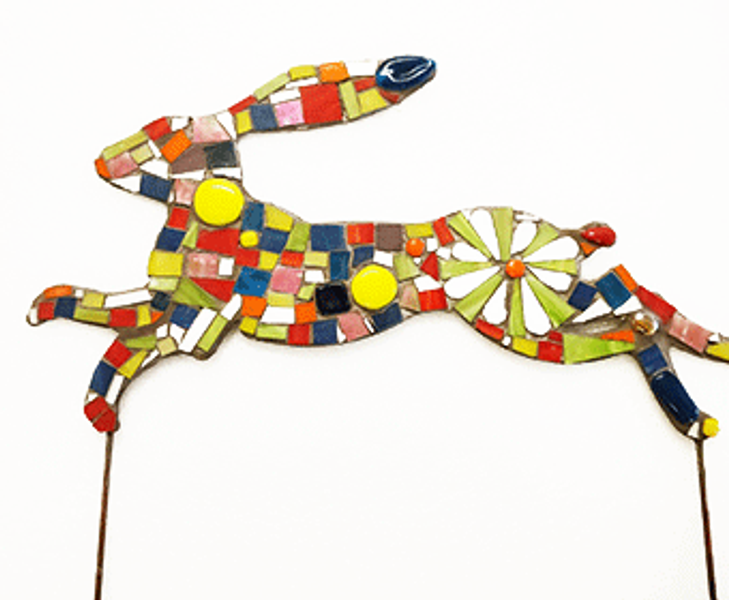 Mosaic Hare - garden stake