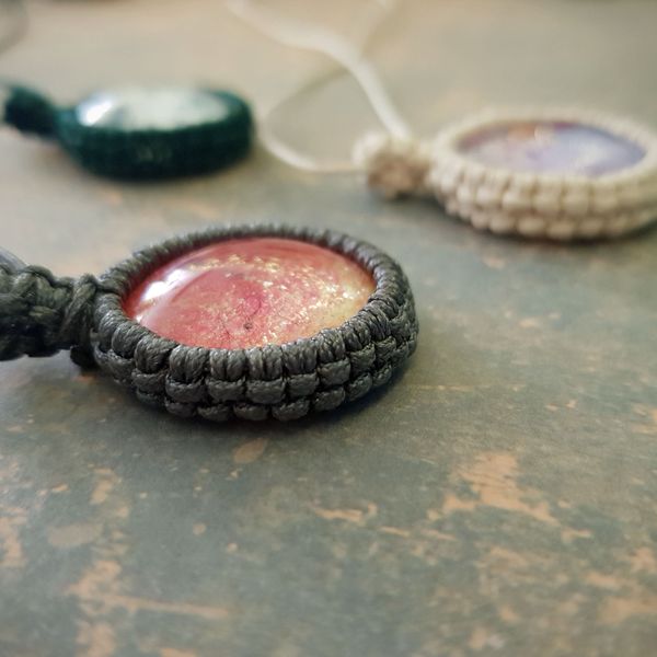 Macrame pendants - side view