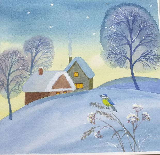 Christmas cards in Watercolour art course in Kidderminster