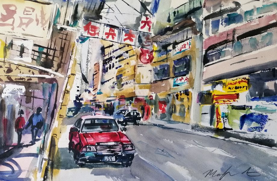 Hong Streets in watercolour