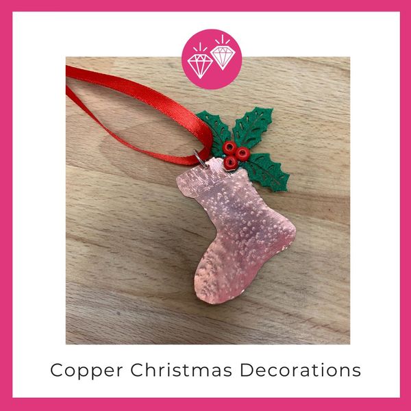 Copper Christmas stocking decoration
