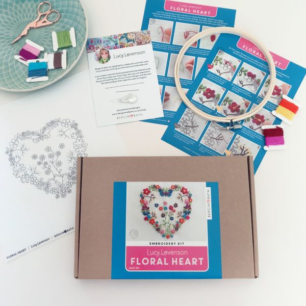 FLORAL HEART EMBROIDERY KIT - LUCY LEVENSON