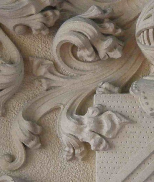 Part of a coat of arms carved by Stephen your tutor.