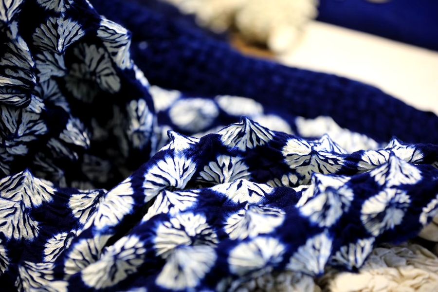 example of indigo dye fabric