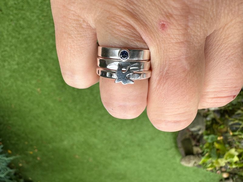 Silver stacking rings with stone