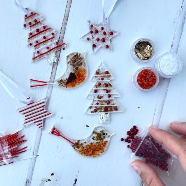 Fused glass mixed Christmas decoration kit.