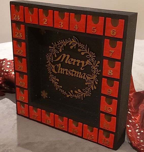 Black and Red and Gold create this Hand Painted Advent Calendar