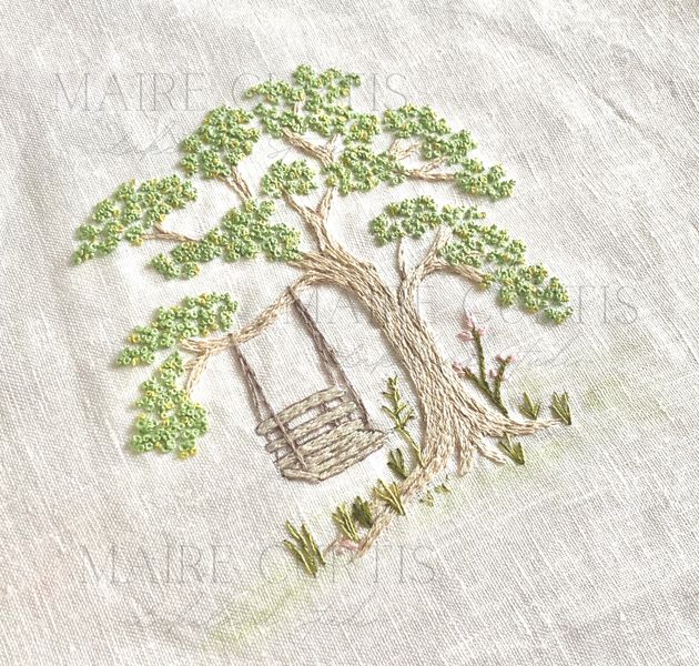 Tree Swing Embroidery Panel from Maire Curtis Lakeland Studio