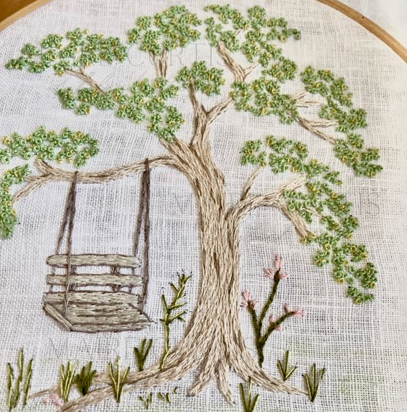 Tree Swing Embroidery Panel from Maire Curtis Lakeland Studio