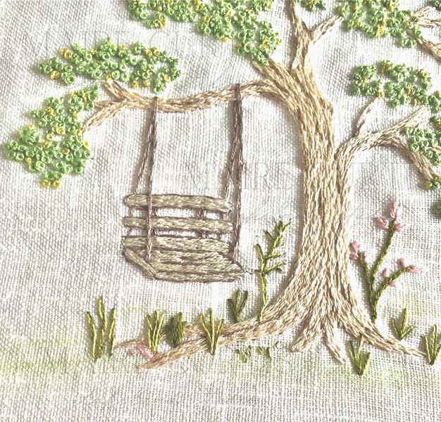 Tree Swing Embroidery Panel from Maire Curtis Lakeland Studio