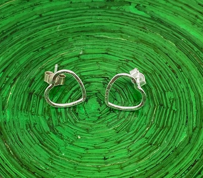Sterling Silver 10mm Open Heart Stud Earrings