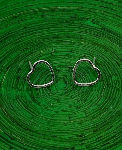 Sterling Silver 10mm Open Heart Stud Earrings