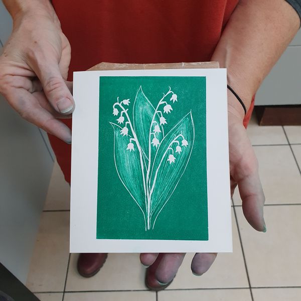 Lily of the Valley student linocut