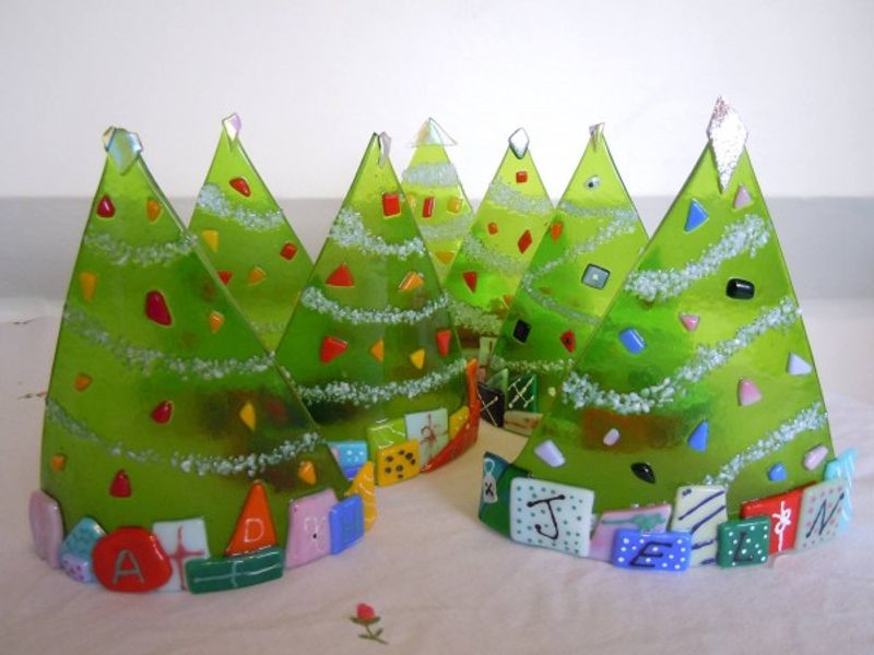 Fused glass Christmas tree decorations