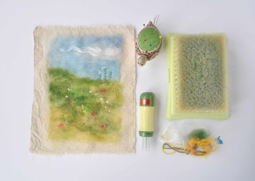 Needle felted wildflower meadow. c. Hobbz Designs