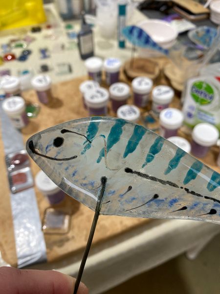 Your fused glass fish will definitely have a personality, like Victoria's.