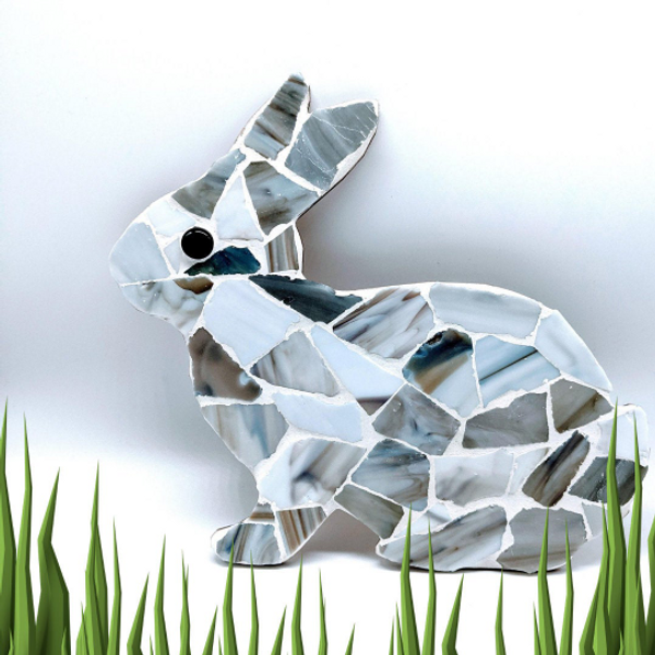 Grey and White Bunny Rabbit Mosaic Kit