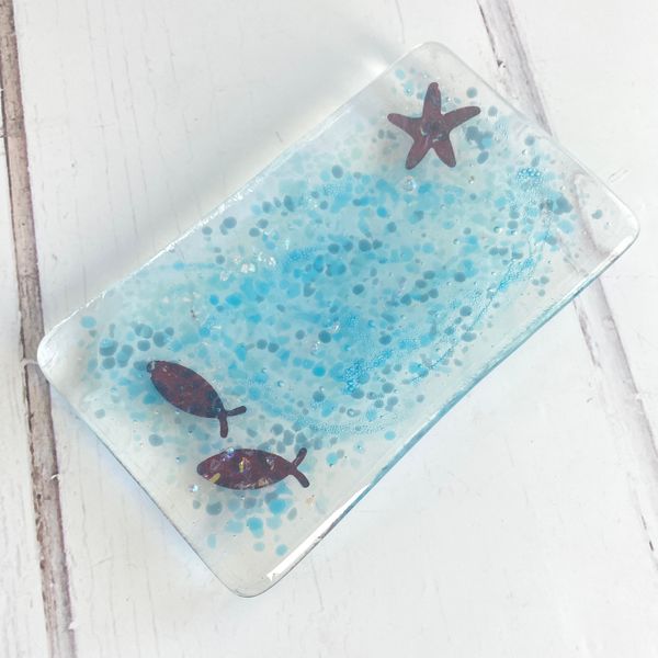 
Fused glass kit - Soap dish, Under the sea/beach shoreline
