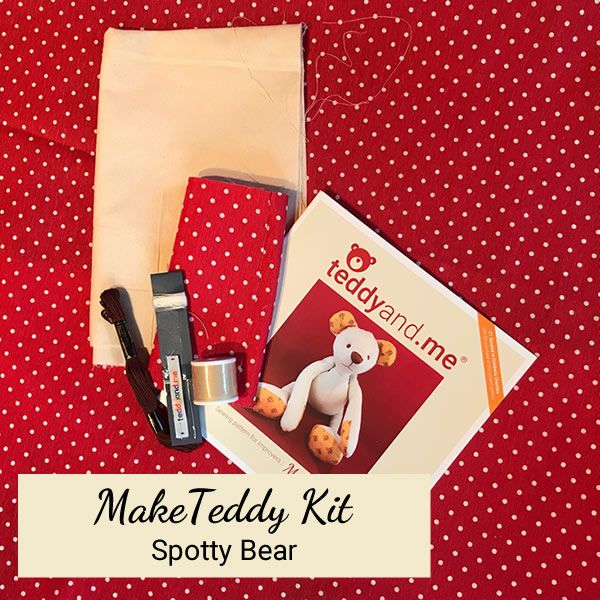 MakeTeddy Sewing Kit - Spotty Bear - Contents