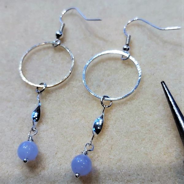 ♥ BLUE LACE AGATE EARRINGS CREATED FROM KIT ♥