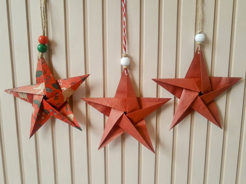 Origami star decorations